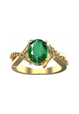 handsome solid gold Zambian emerald birthstone baby ring